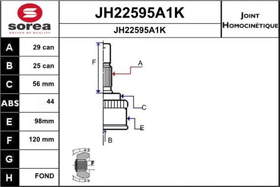 SNRA JH22595A1K - Kit giunti, Semiasse autozon.pro