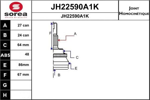 SNRA JH22590A1K - Kit giunti, Semiasse autozon.pro