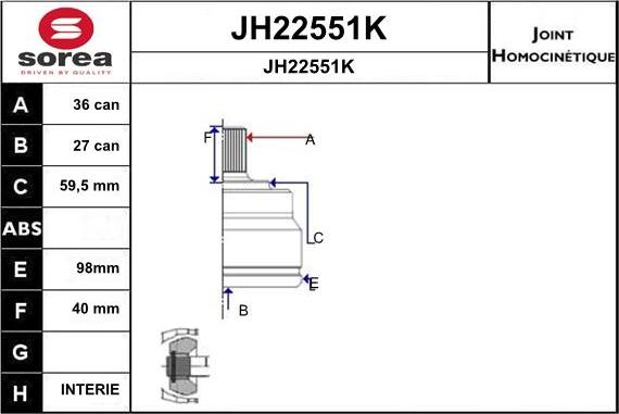 SNRA JH22551K - Kit giunti, Semiasse autozon.pro