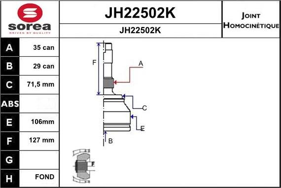 SNRA JH22502K - Kit giunti, Semiasse autozon.pro