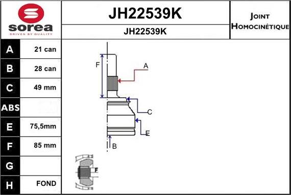 SNRA JH22539K - Kit giunti, Semiasse autozon.pro