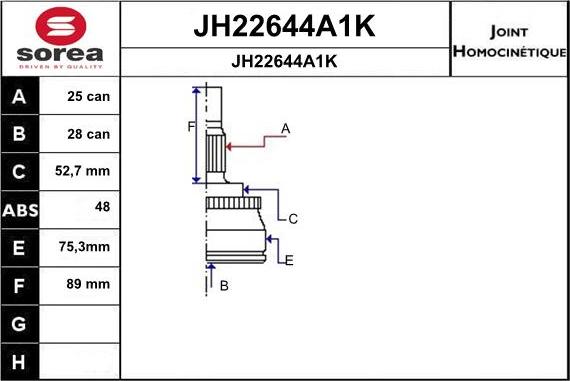 SNRA JH22644A1K - Kit giunti, Semiasse autozon.pro