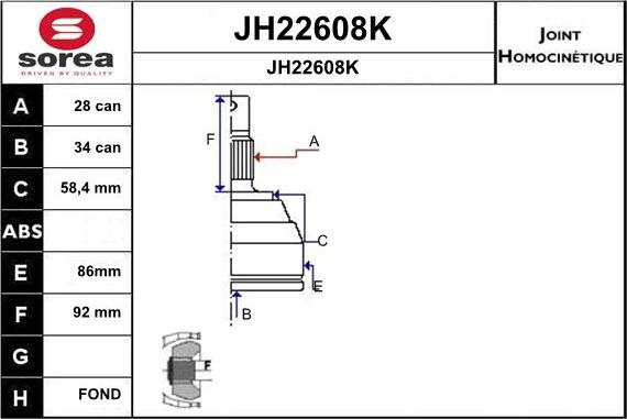 SNRA JH22608K - Kit giunti, Semiasse autozon.pro