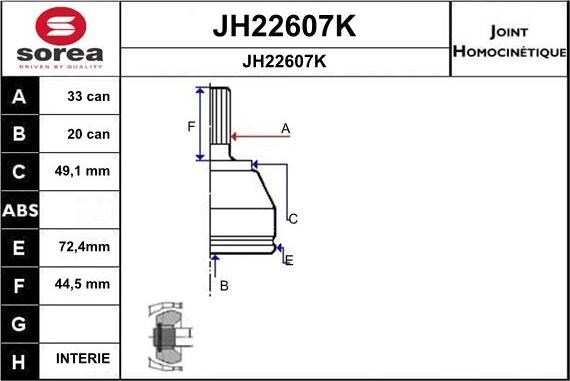 SNRA JH22607K - Kit giunti, Semiasse autozon.pro