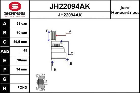 SNRA JH22094AK - Kit giunti, Semiasse autozon.pro