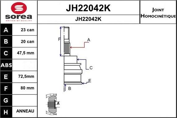 SNRA JH22042K - Kit giunti, Semiasse autozon.pro