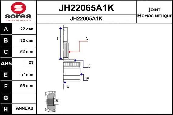 SNRA JH22065A1K - Kit giunti, Semiasse autozon.pro