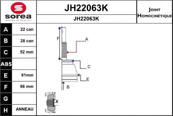 SNRA JH22063K - Kit giunti, Semiasse autozon.pro