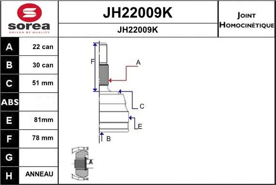 SNRA JH22009K - Kit giunti, Semiasse autozon.pro