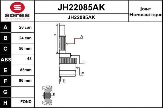 SNRA JH22085AK - Kit giunti, Semiasse autozon.pro