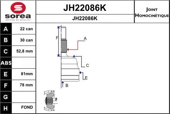 SNRA JH22086K - Kit giunti, Semiasse autozon.pro