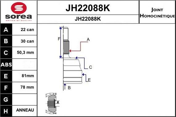 SNRA JH22088K - Kit giunti, Semiasse autozon.pro