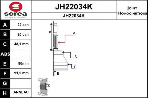 SNRA JH22034K - Kit giunti, Semiasse autozon.pro