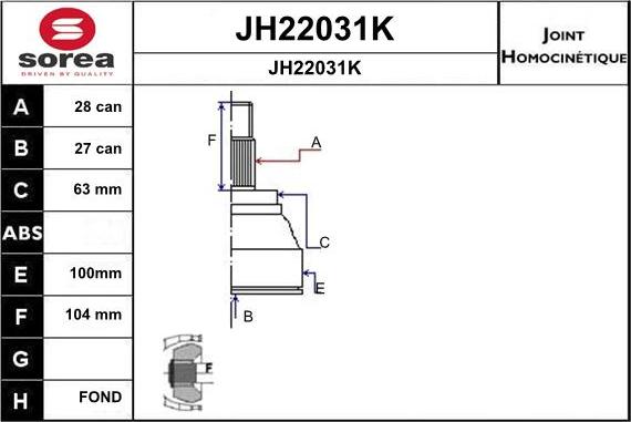 SNRA JH22031K - Kit giunti, Semiasse autozon.pro