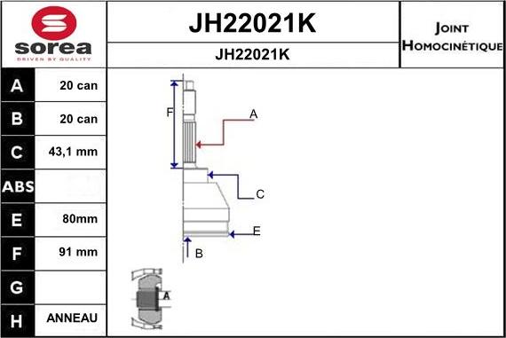 SNRA JH22021K - Kit giunti, Semiasse autozon.pro