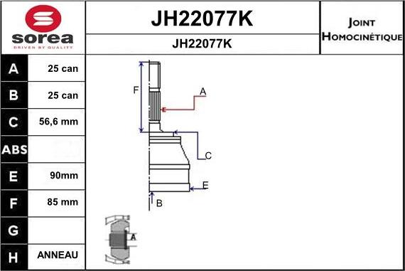 SNRA JH22077K - Kit giunti, Semiasse autozon.pro