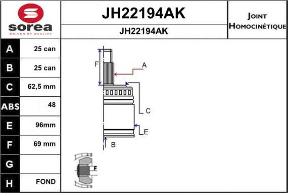 SNRA JH22194AK - Kit giunti, Semiasse autozon.pro