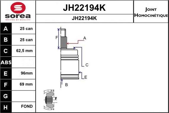 SNRA JH22194K - Kit giunti, Semiasse autozon.pro