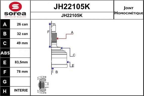 SNRA JH22105K - Kit giunti, Semiasse autozon.pro