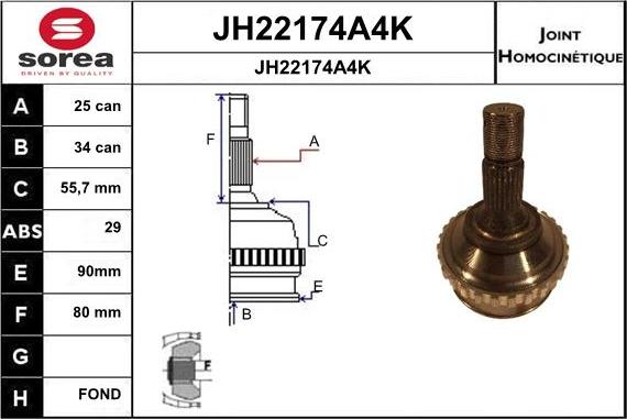 SNRA JH22174A4K - Kit giunti, Semiasse autozon.pro