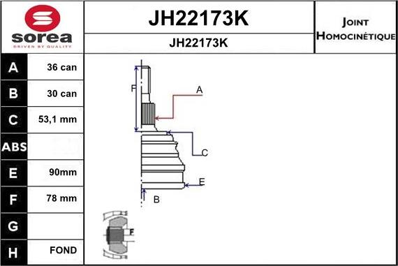 SNRA JH22173K - Kit giunti, Semiasse autozon.pro