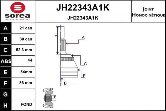 SNRA JH22343A1K - Kit giunti, Semiasse autozon.pro