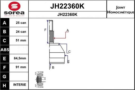 SNRA JH22360K - Kit giunti, Semiasse autozon.pro