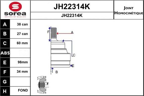 SNRA JH22314K - Kit giunti, Semiasse autozon.pro