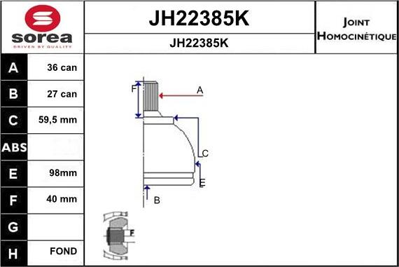 SNRA JH22385K - Kit giunti, Semiasse autozon.pro