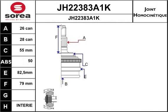 SNRA JH22383A1K - Kit giunti, Semiasse autozon.pro