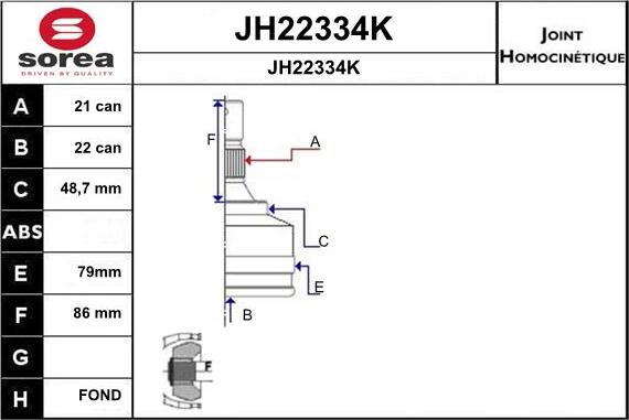 SNRA JH22334K - Kit giunti, Semiasse autozon.pro