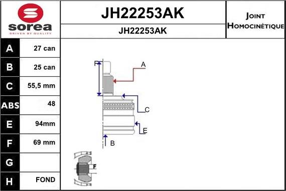 SNRA JH22253AK - Kit giunti, Semiasse autozon.pro