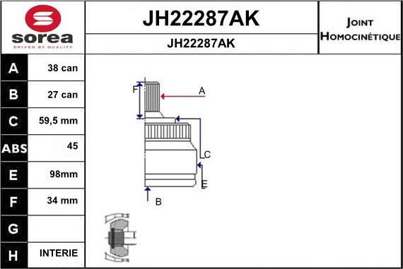 SNRA JH22287AK - Kit giunti, Semiasse autozon.pro