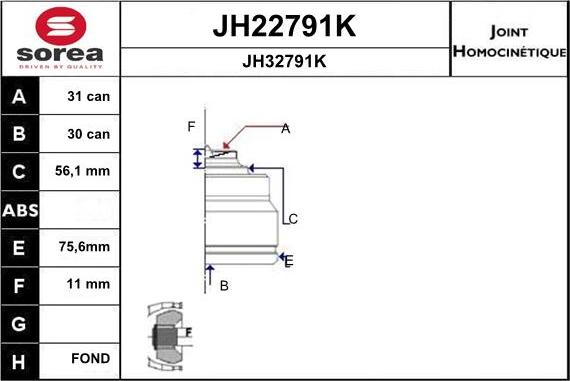 SNRA JH22791K - Kit giunti, Semiasse autozon.pro