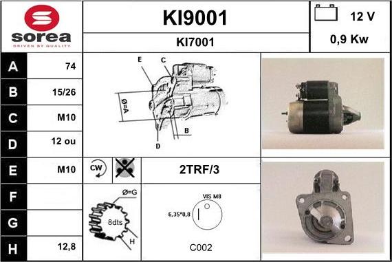 SNRA KI9001 - Motorino d'avviamento autozon.pro