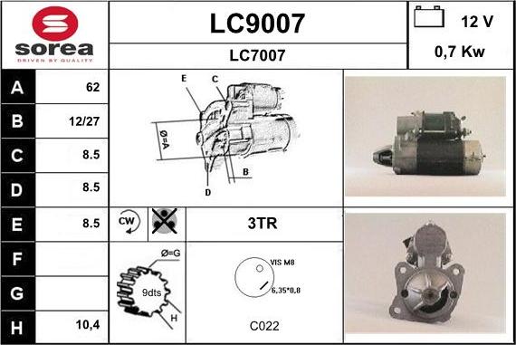 SNRA LC9007 - Motorino d'avviamento autozon.pro