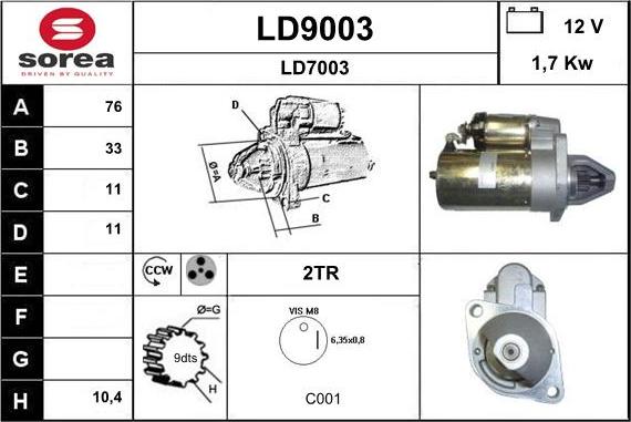 SNRA LD9003 - Motorino d'avviamento autozon.pro