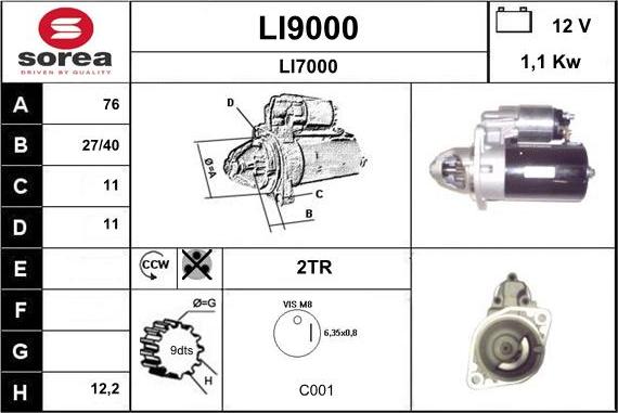 SNRA LI9000 - Motorino d'avviamento autozon.pro