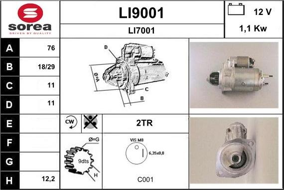 SNRA LI9001 - Motorino d'avviamento autozon.pro