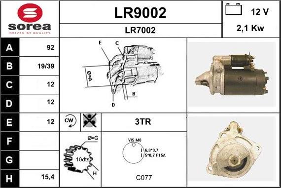 SNRA LR9002 - Motorino d'avviamento autozon.pro