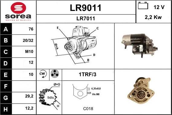 SNRA LR9011 - Motorino d'avviamento autozon.pro