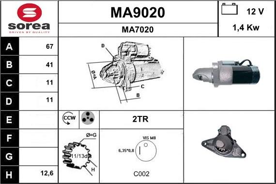 SNRA MA9020 - Motorino d'avviamento autozon.pro