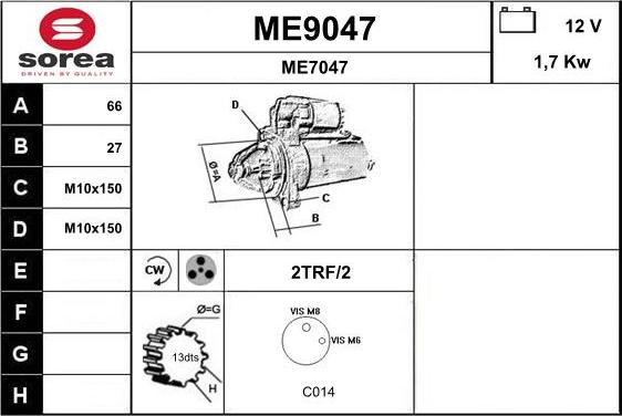 SNRA ME9047 - Motorino d'avviamento autozon.pro