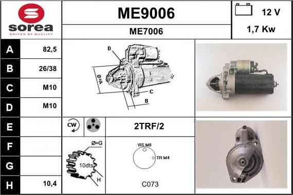 SNRA ME9006 - Motorino d'avviamento autozon.pro