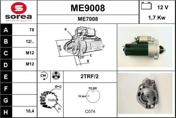 SNRA ME9008 - Motorino d'avviamento autozon.pro