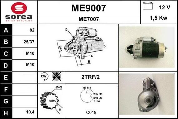 SNRA ME9007 - Motorino d'avviamento autozon.pro