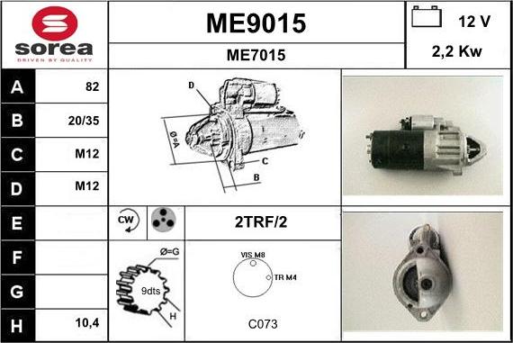 SNRA ME9015 - Motorino d'avviamento autozon.pro