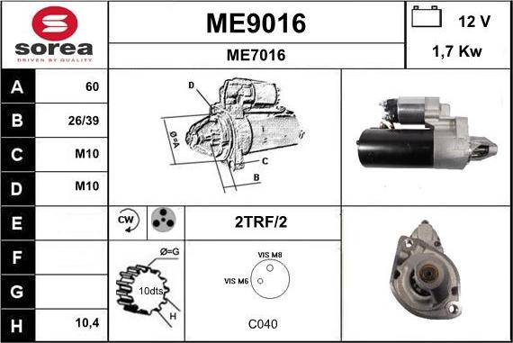 SNRA ME9016 - Motorino d'avviamento autozon.pro