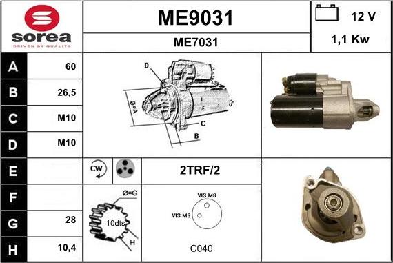 SNRA ME9031 - Motorino d'avviamento autozon.pro