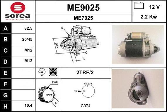 SNRA ME9025 - Motorino d'avviamento autozon.pro